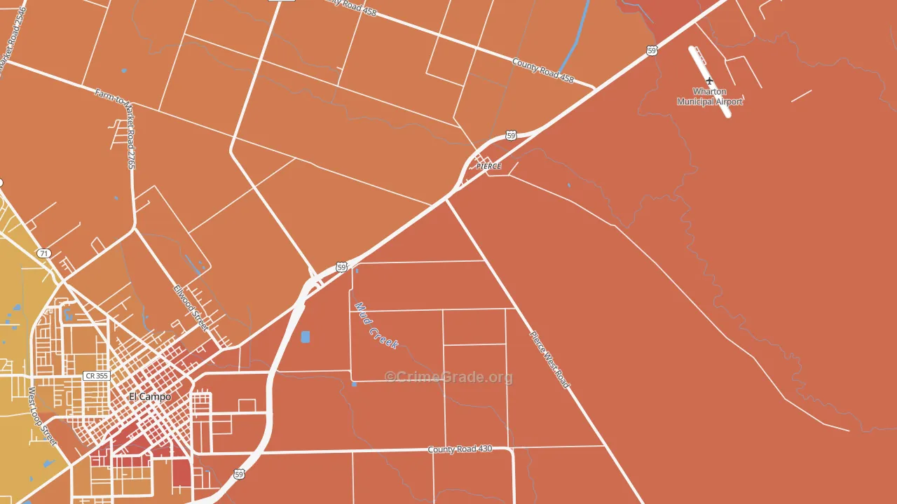 Pierce, TX Map of Murder Rates