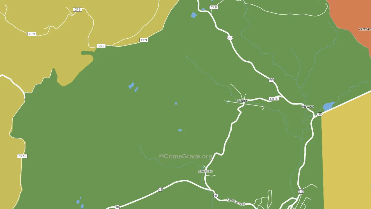 Pierce, WV Map of Murder Rates