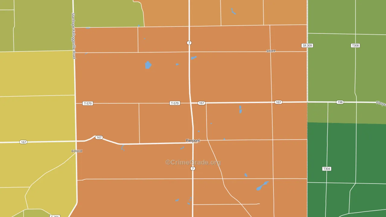 Pierpont, OH Map of Murder Rates