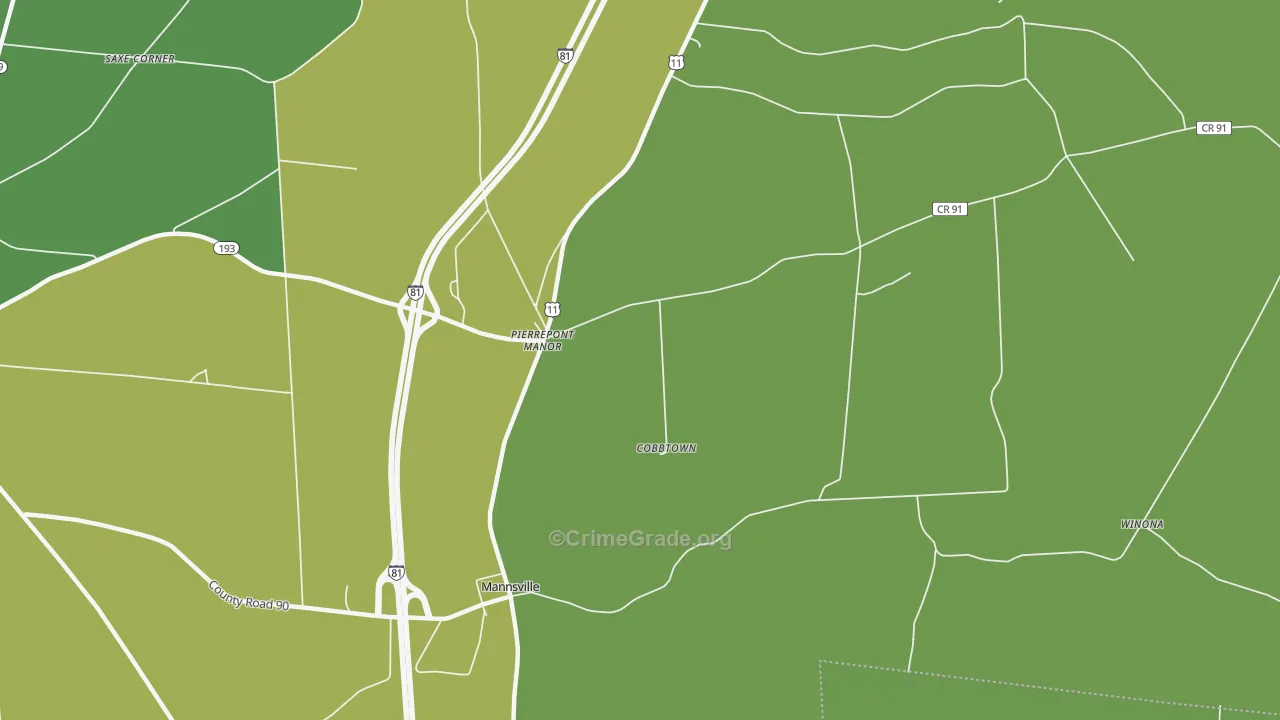 Pierrepont Manor, NY Map of Murder Rates