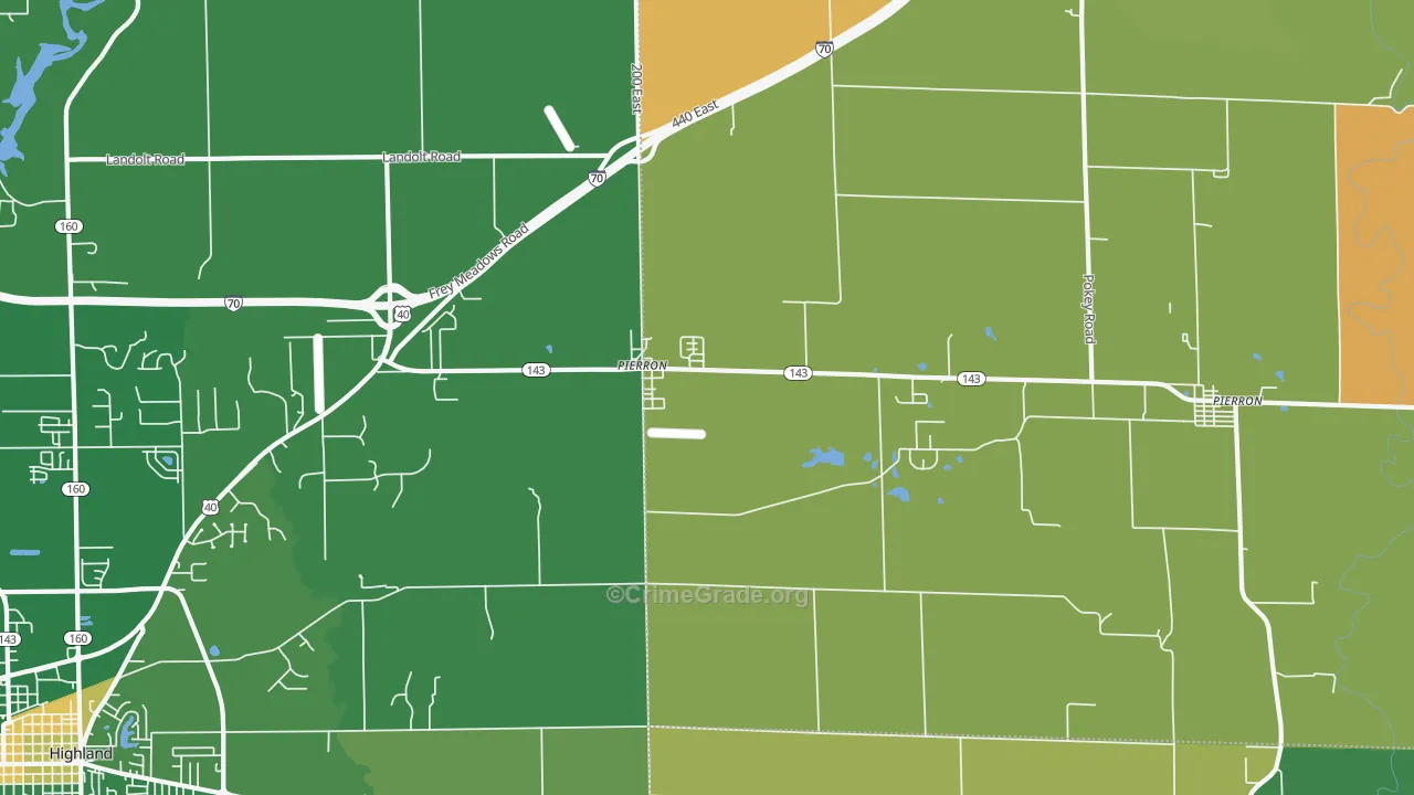 Pierron, IL Map of Murder Rates