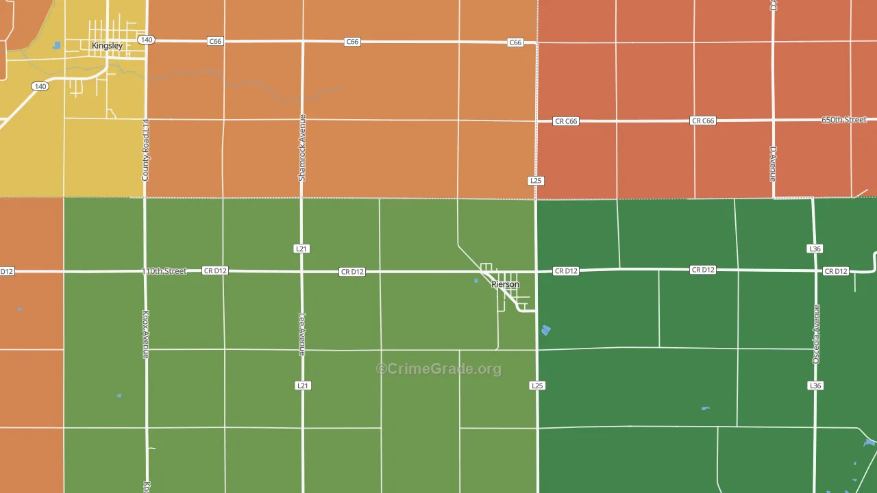 Pierson, IA Map of Murder Rates