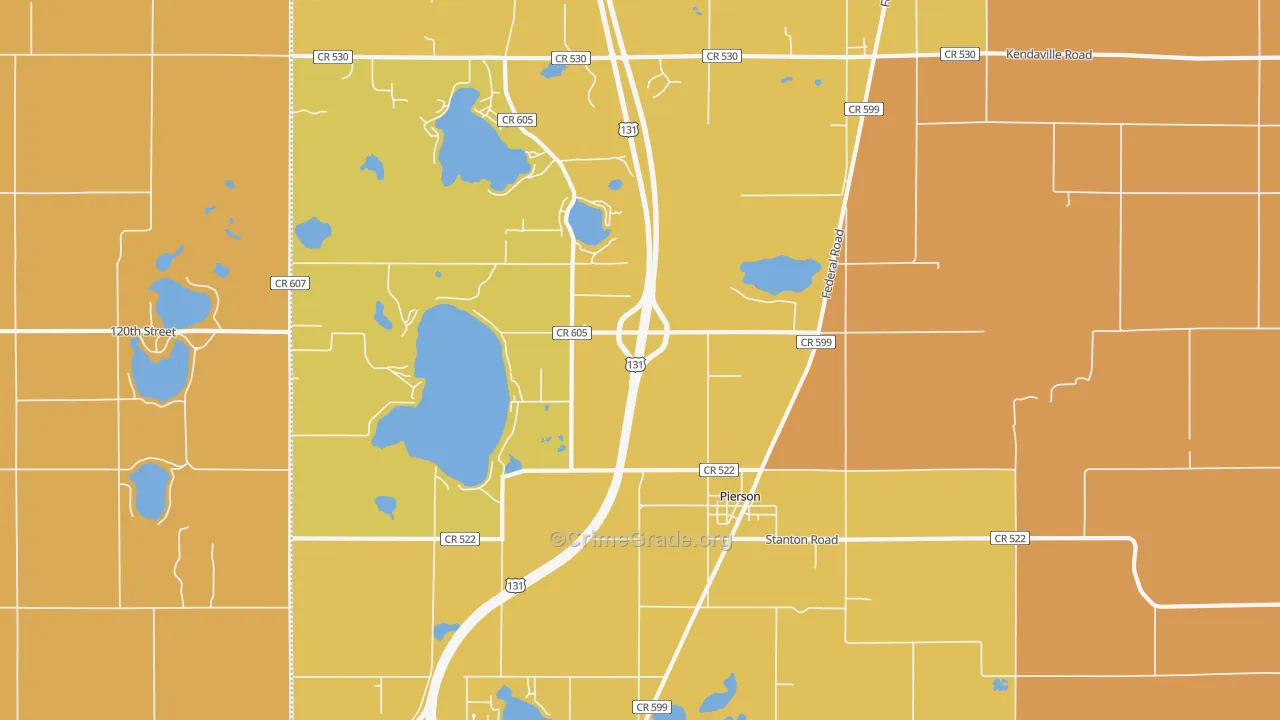 Pierson, MI Map of Murder Rates