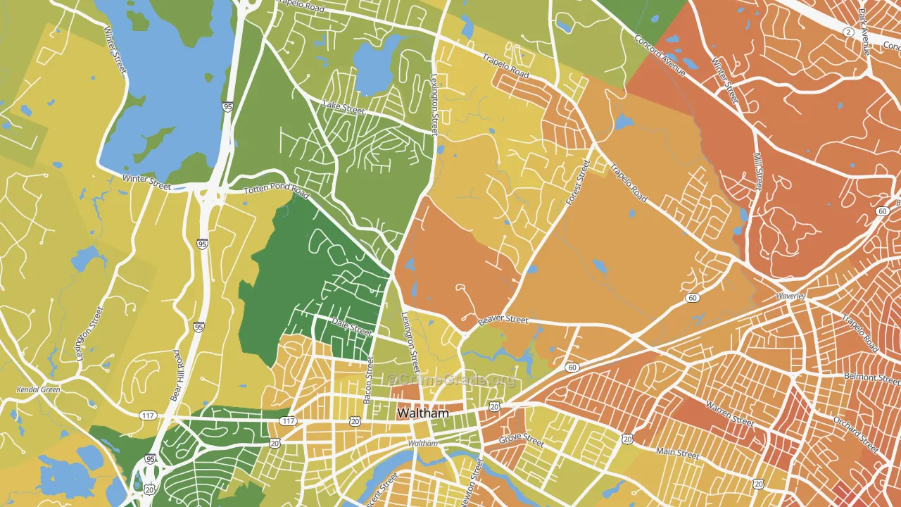 Piety Corner, Waltham, MA Map of Murder Rates