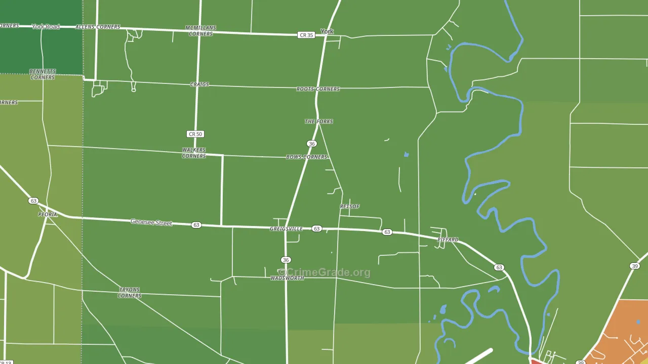 Piffard, NY Map of Murder Rates