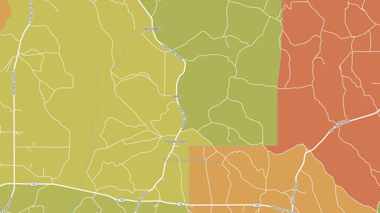 Pigeon Creek, AL Map of Murder Rates
