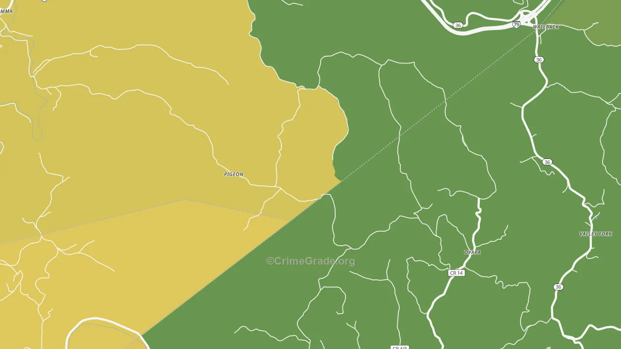 Pigeon, WV Map of Murder Rates