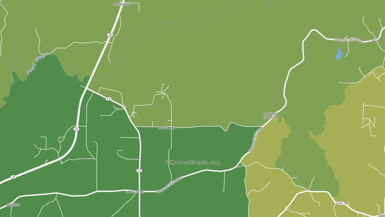 Piggtown, MS Map of Murder Rates