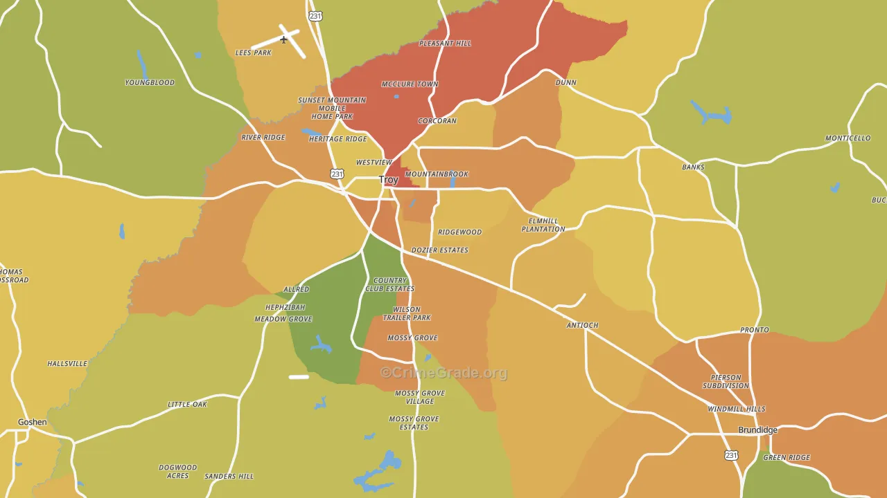 Pike County, AL Map of Murder Rates