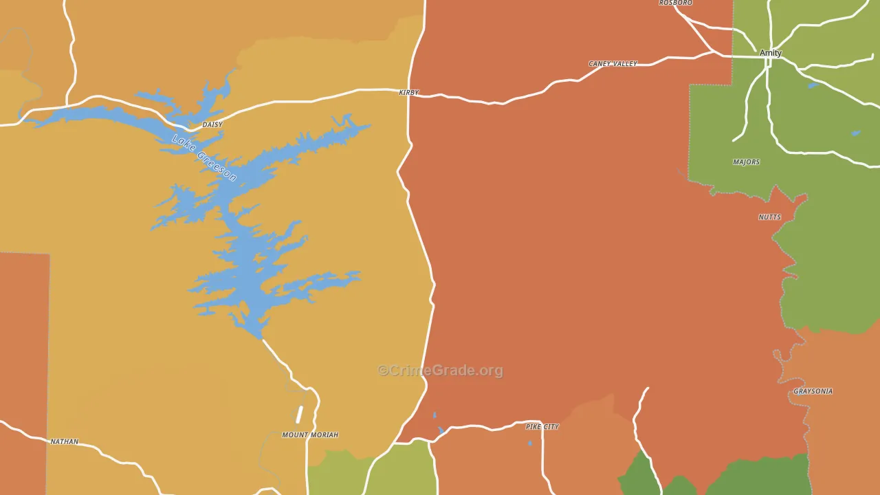 Pike County, AR Map of Murder Rates
