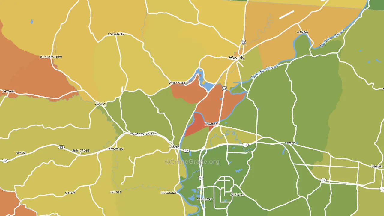 Pike County, OH Map of Murder Rates