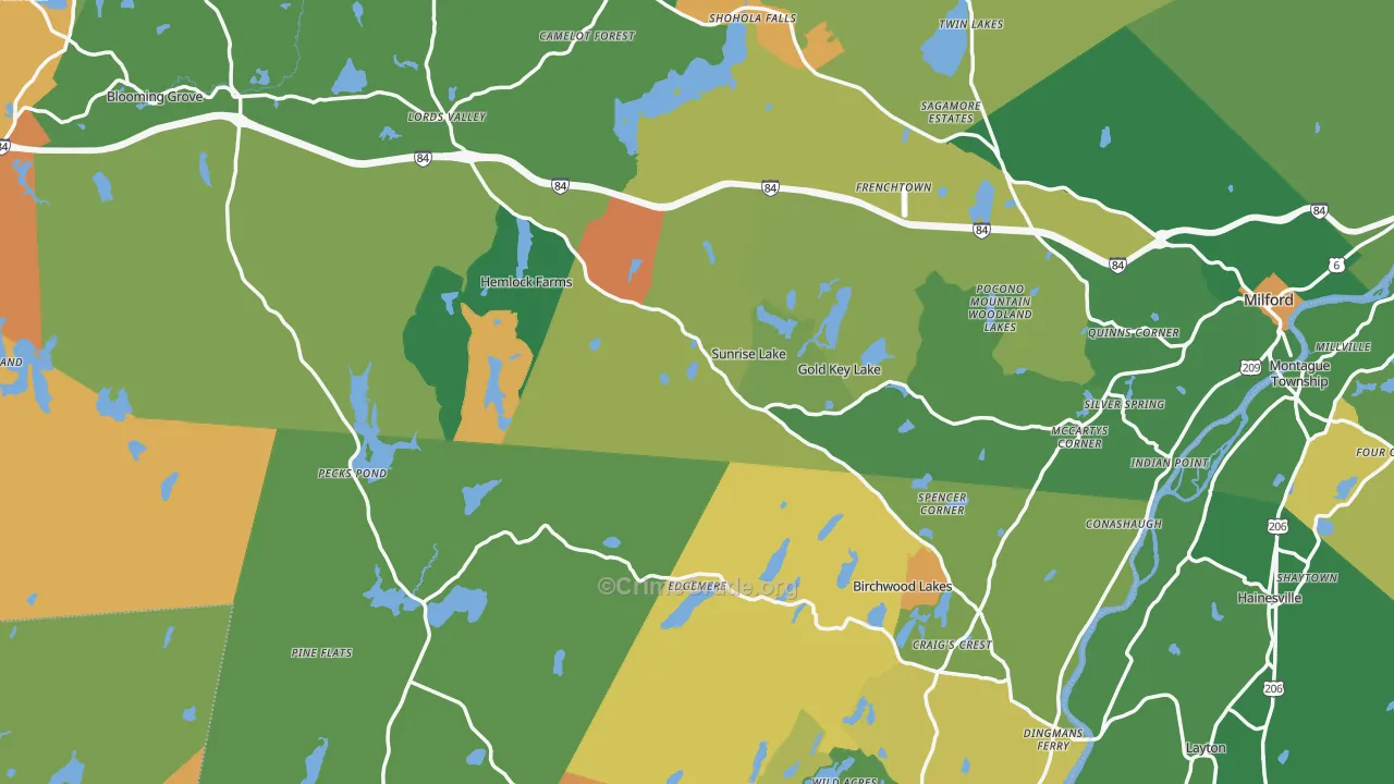 Pike County, PA Map of Murder Rates