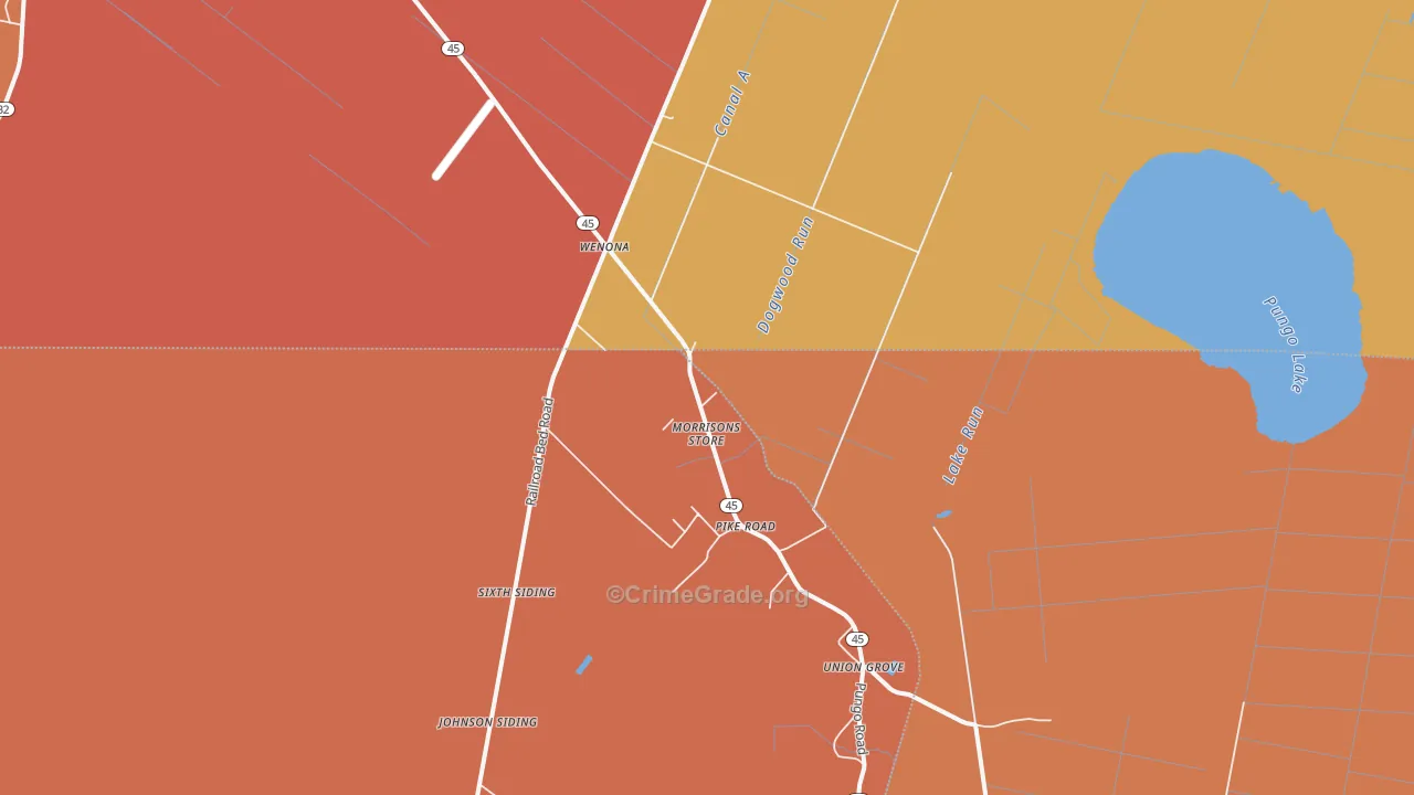 Pike Road, NC Map of Murder Rates