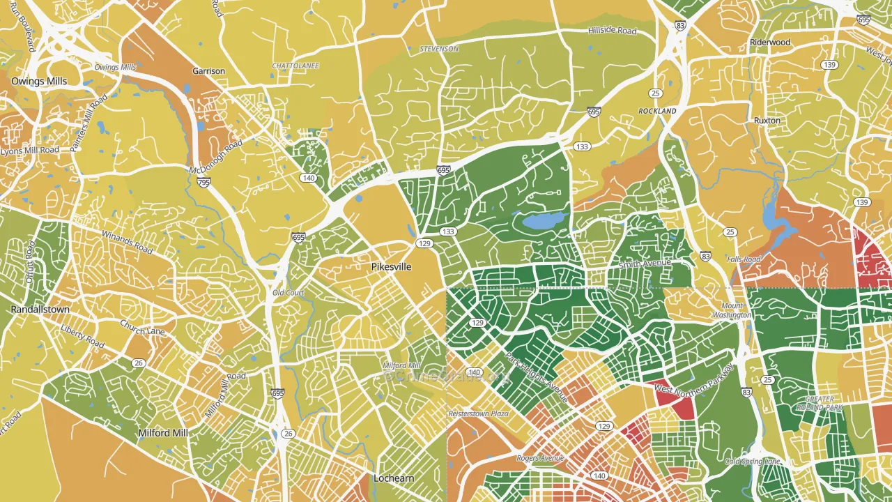 Pikesville, MD Map of Murder Rates