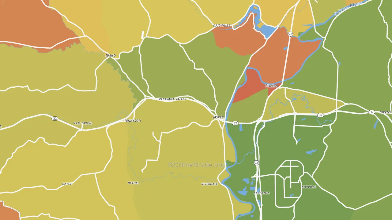 Piketon, OH Map of Murder Rates