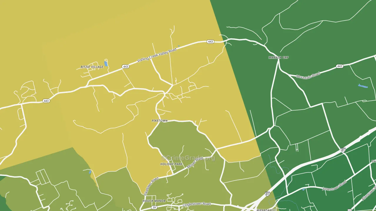 Piketown, PA Map of Murder Rates