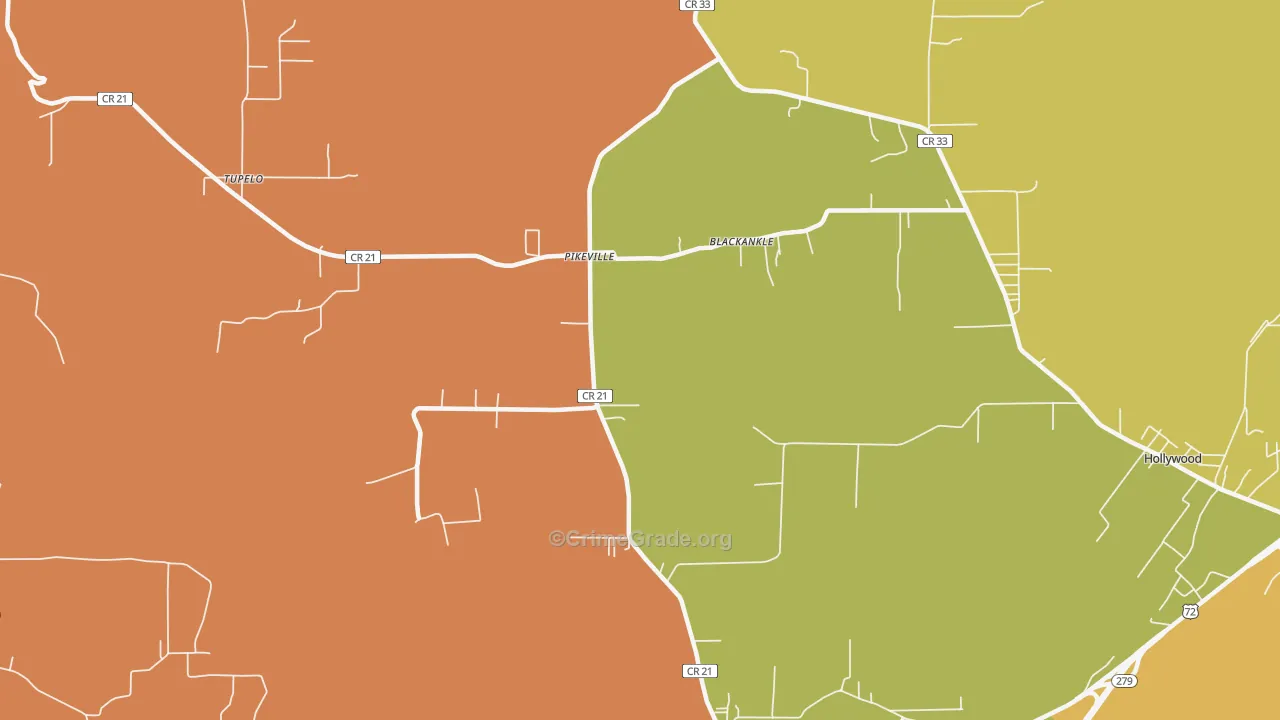 Pikeville, AL Map of Murder Rates