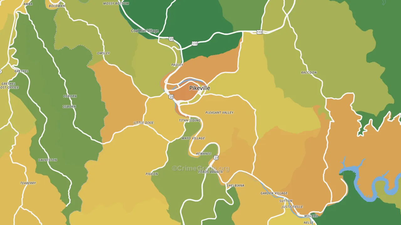 Pikeville, KY Map of Murder Rates