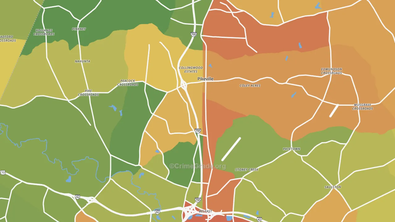 Pikeville, NC Map of Murder Rates