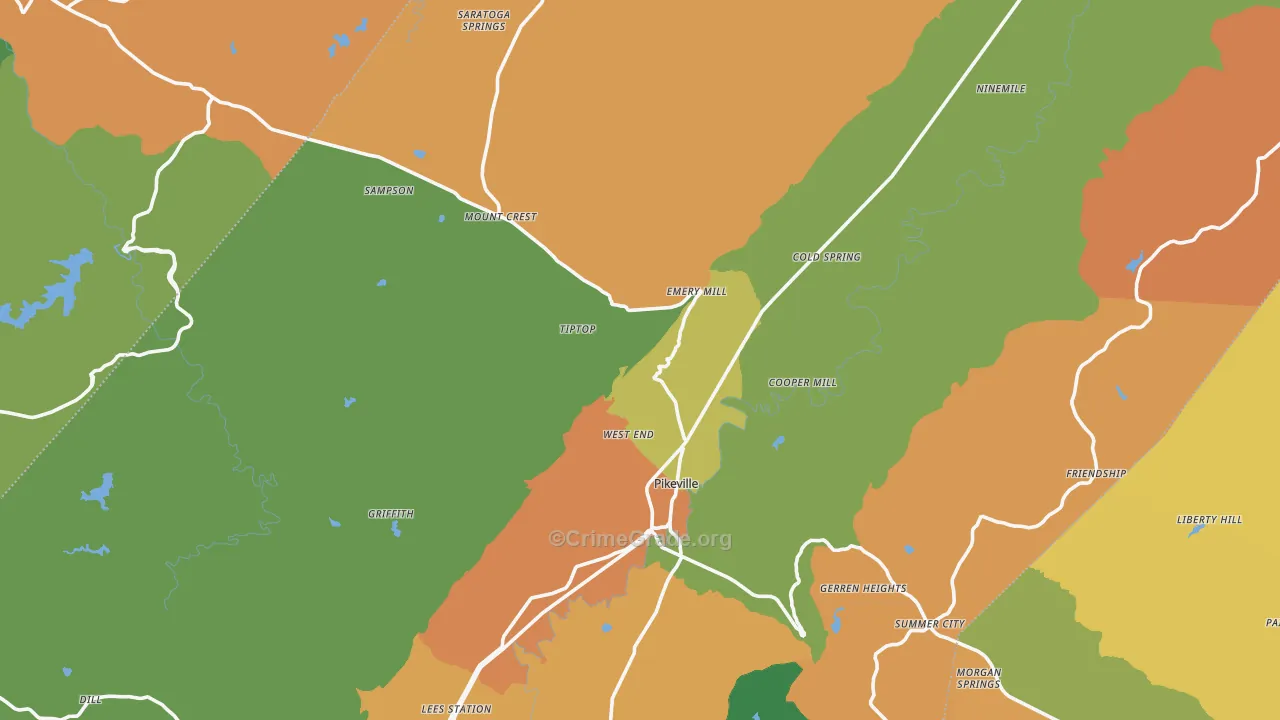 Pikeville, TN Map of Murder Rates