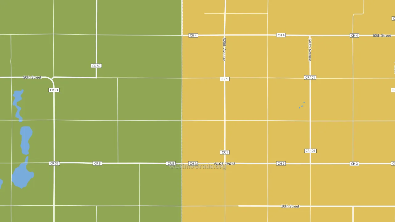 Pilot Grove, MN Map of Murder Rates