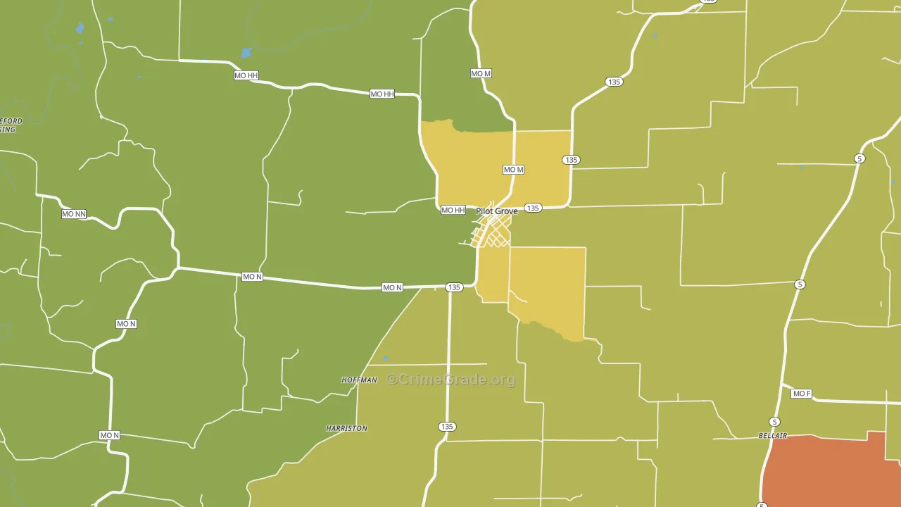 Pilot Grove, MO Map of Murder Rates