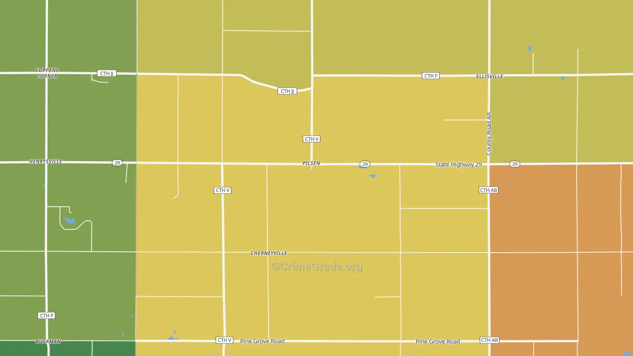 Pilsen, WI Map of Murder Rates