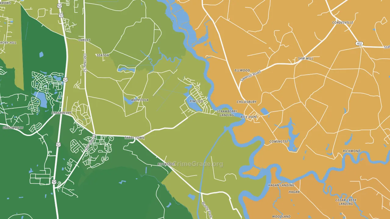 Pimlico, SC Map of Murder Rates