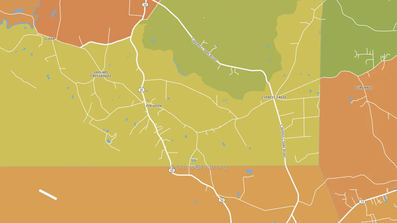 Pin Hook, NC Map of Murder Rates