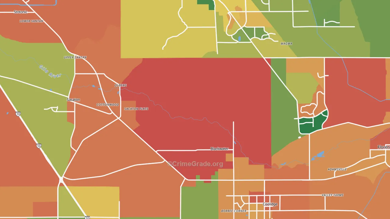 Pinal County, AZ Map of Murder Rates