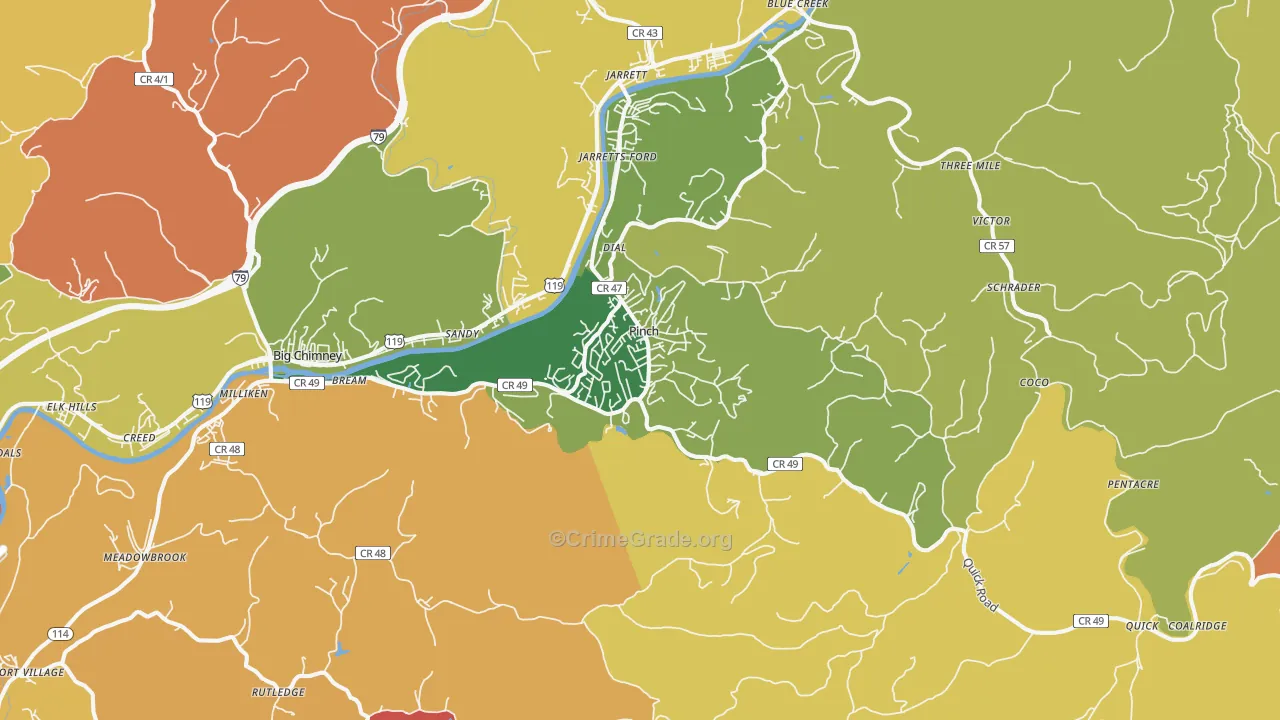 Pinch, WV Map of Murder Rates