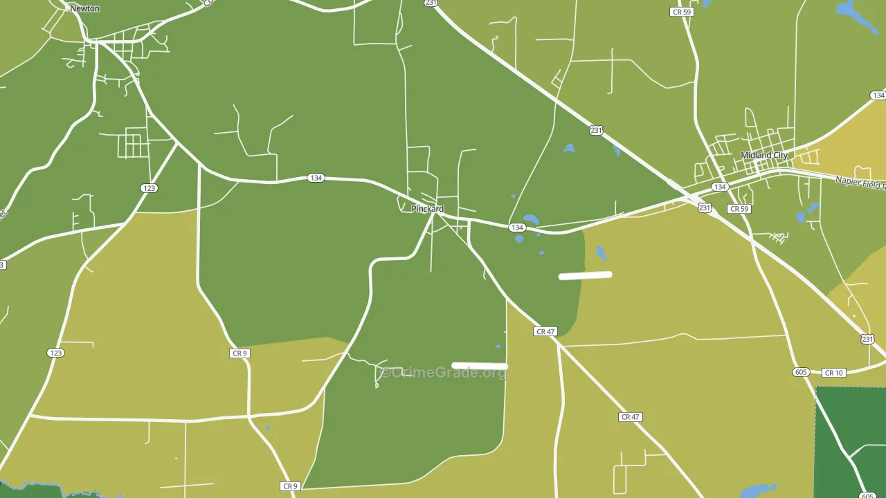 Pinckard, AL Map of Murder Rates