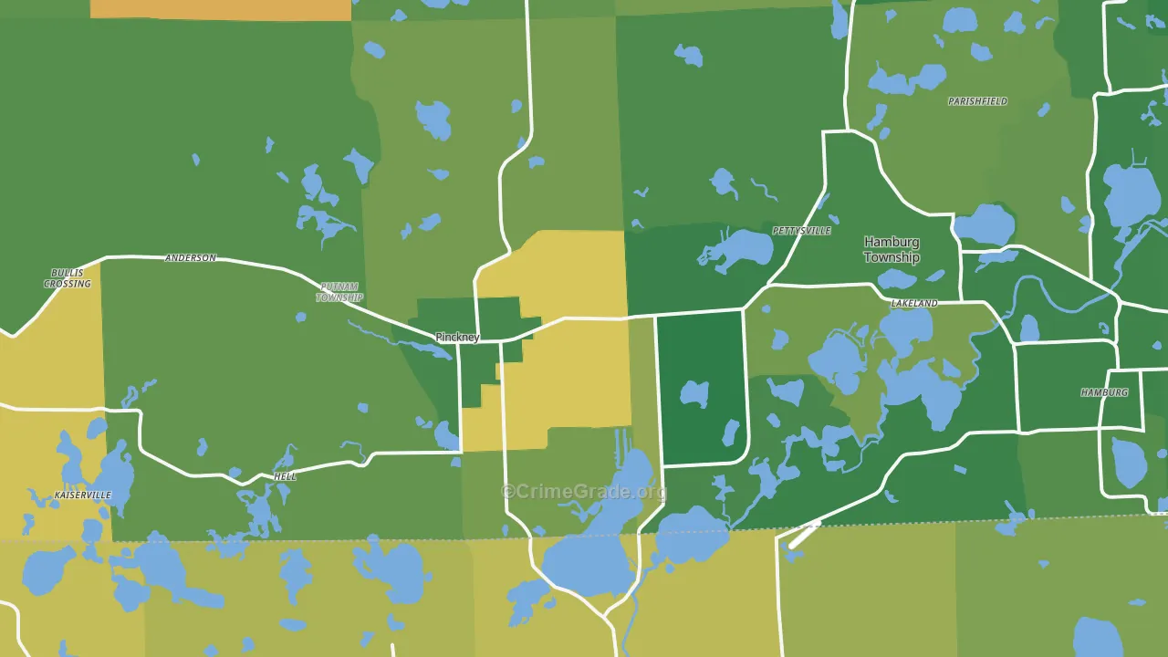 Pinckney, MI Map of Murder Rates