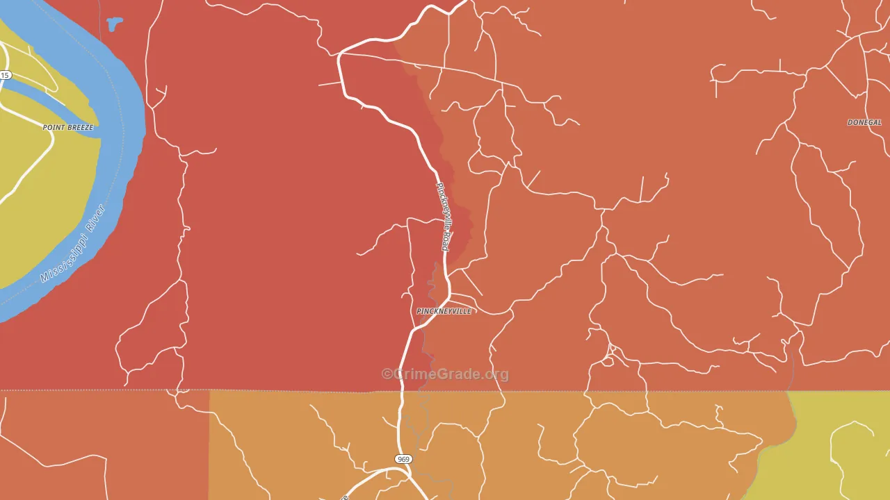Pinckneyville, MS Map of Murder Rates