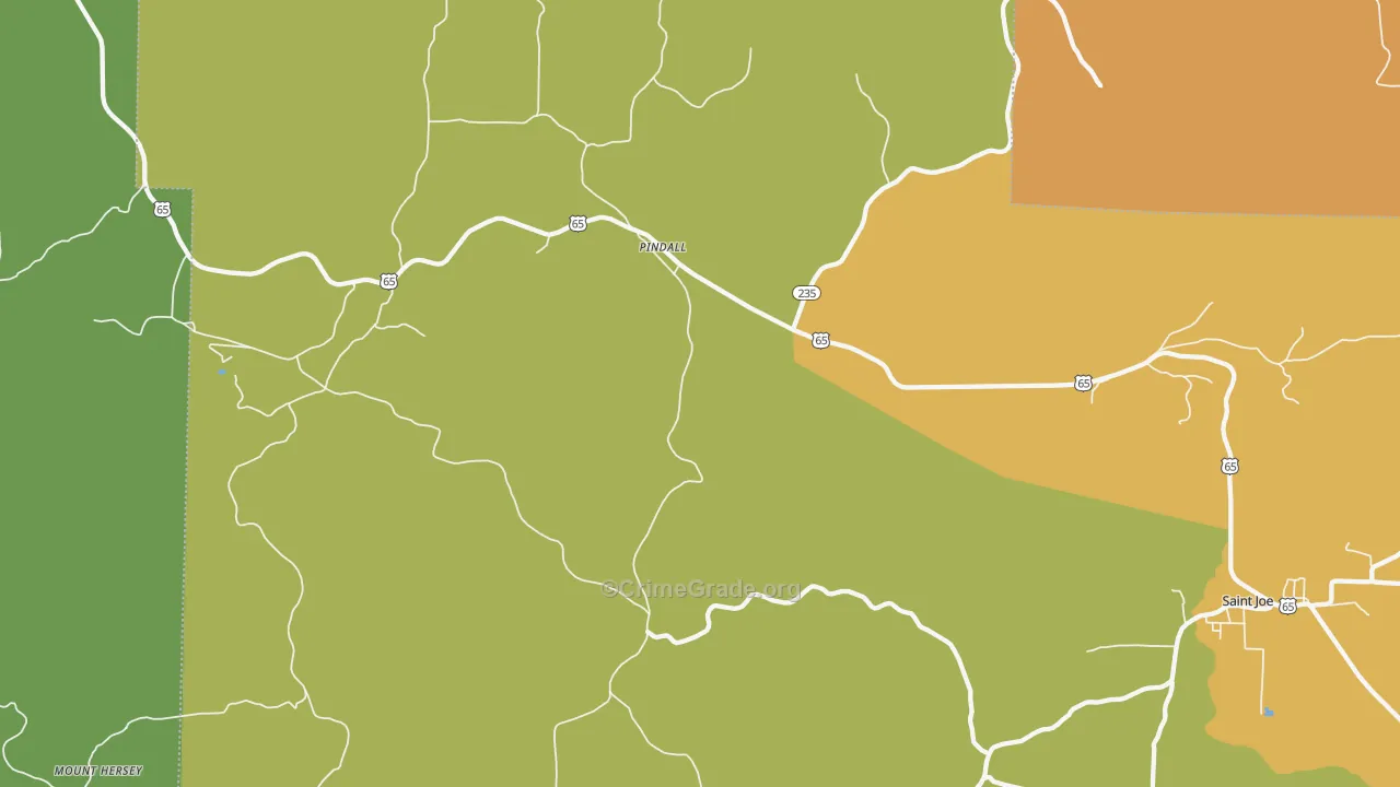 Pindall, AR Map of Murder Rates