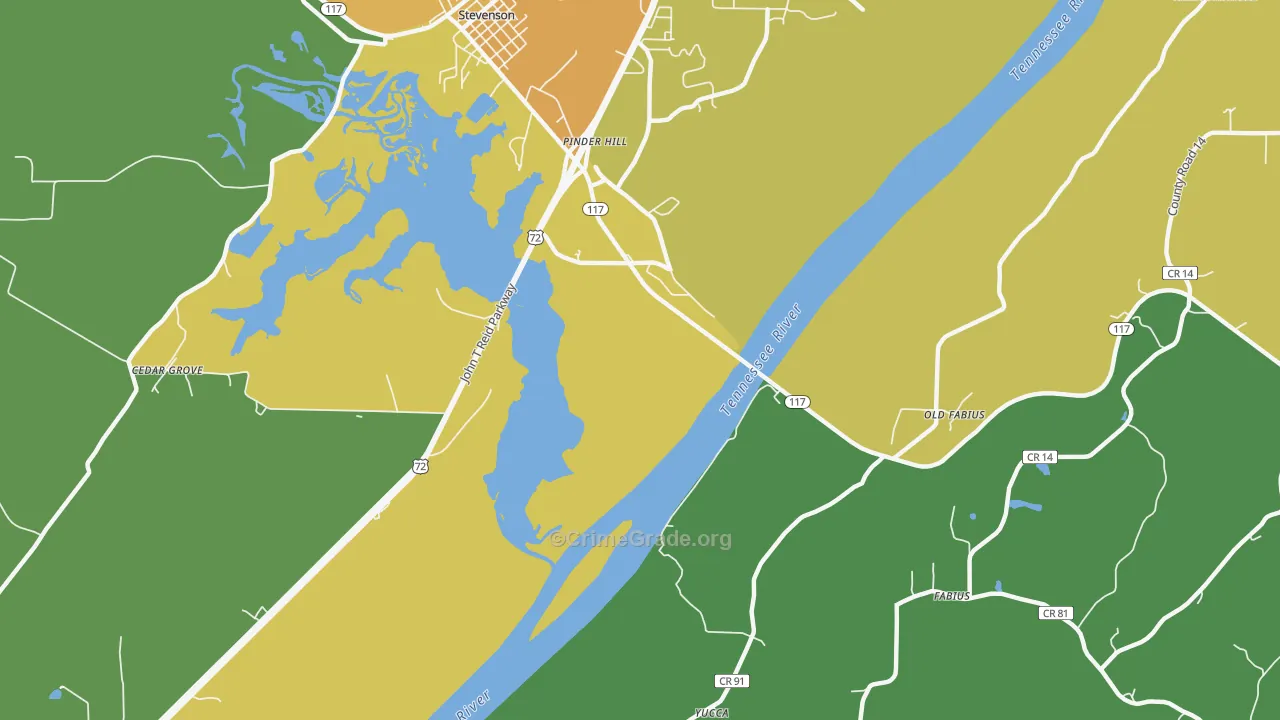 Pinder Hill, AL Map of Murder Rates