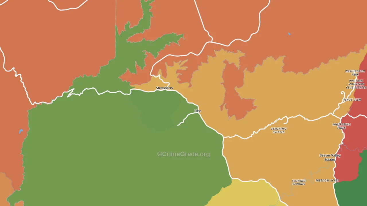 Pine, AZ Map of Murder Rates
