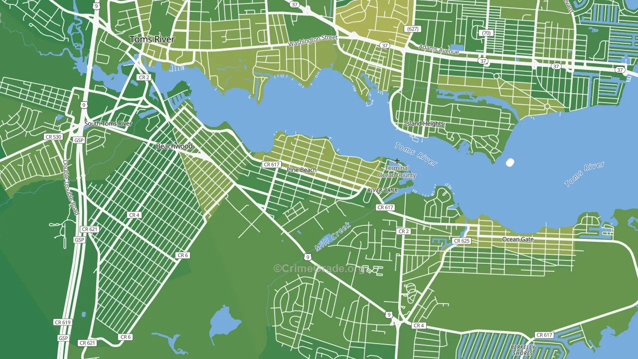 Pine Beach, NJ Map of Murder Rates
