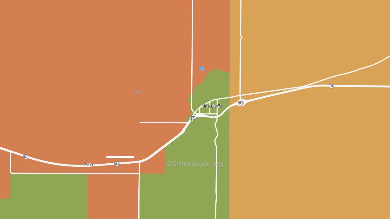 Pine Bluffs, WY Map of Murder Rates