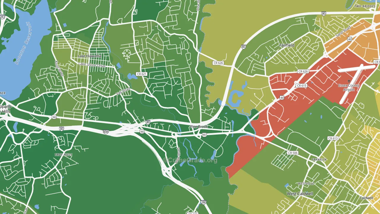 Pine Brook, NJ Map of Murder Rates