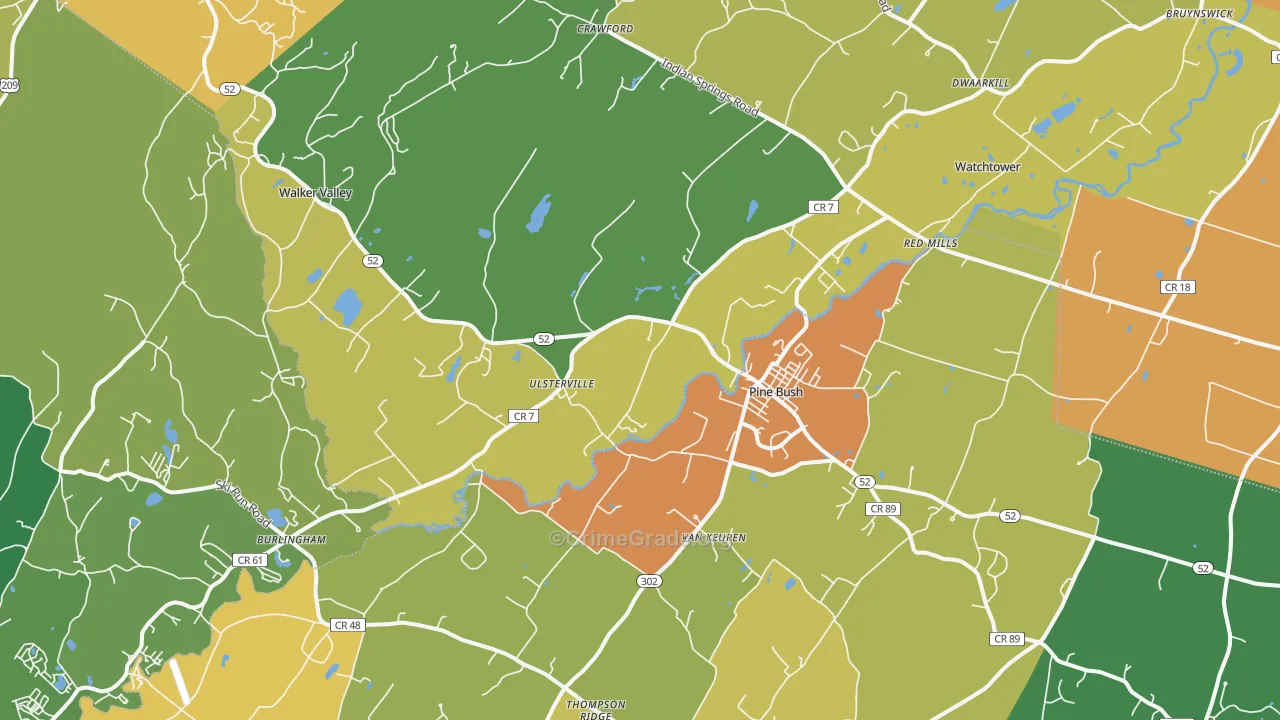 Pine Bush, NY Map of Murder Rates