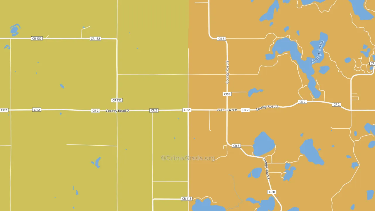 Pine Center, MN Map of Murder Rates