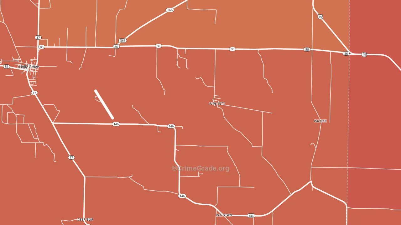 Pine City, AR Map of Murder Rates