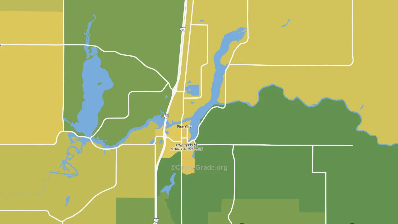 Pine City, MN Map of Murder Rates