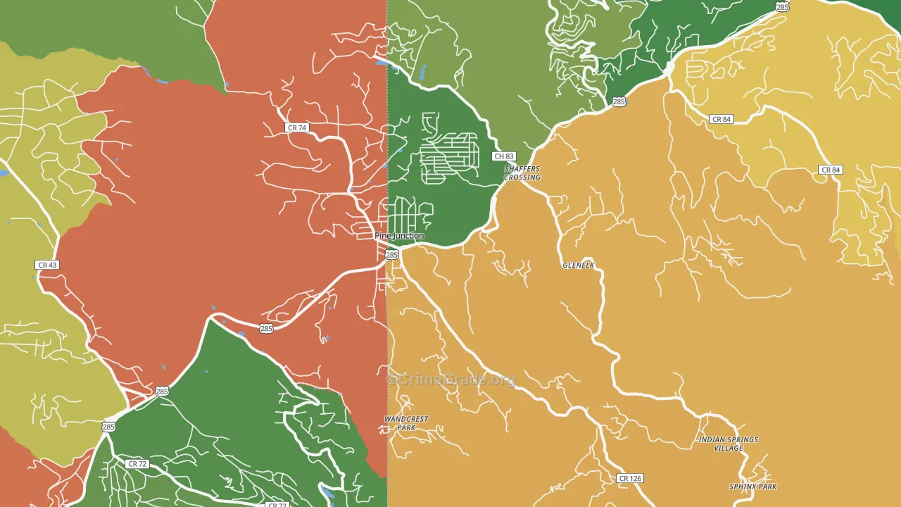 Pine, CO Map of Murder Rates