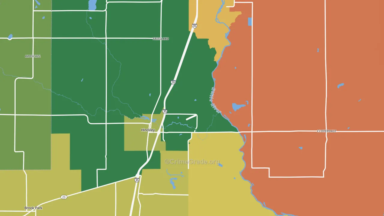 Pine County, MN Map of Murder Rates