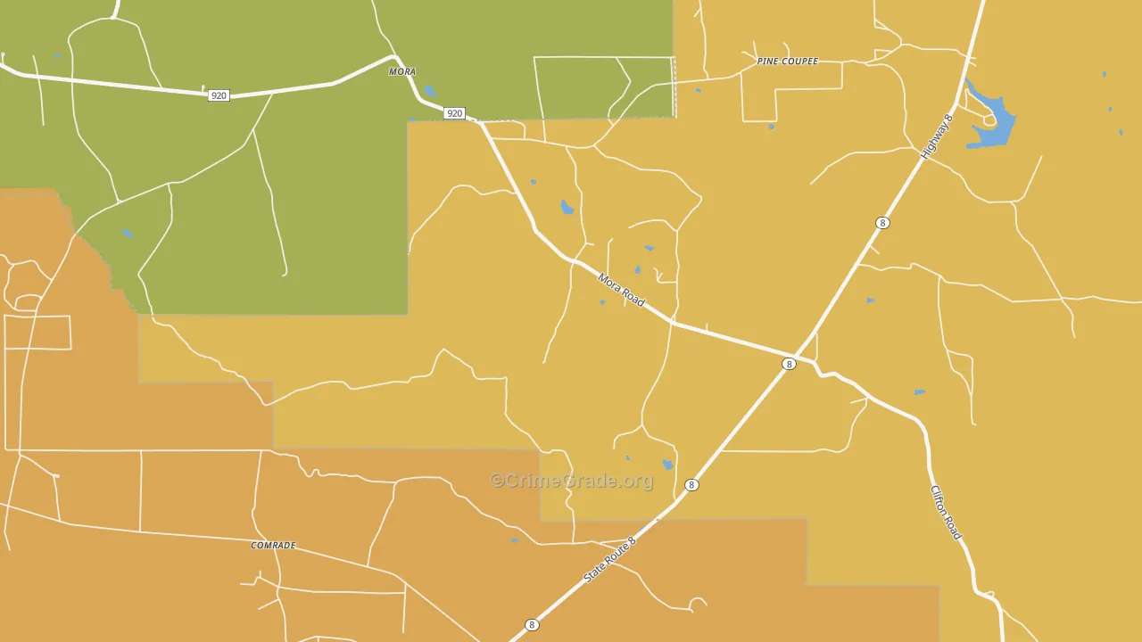 Pine Coupee, LA Map of Murder Rates