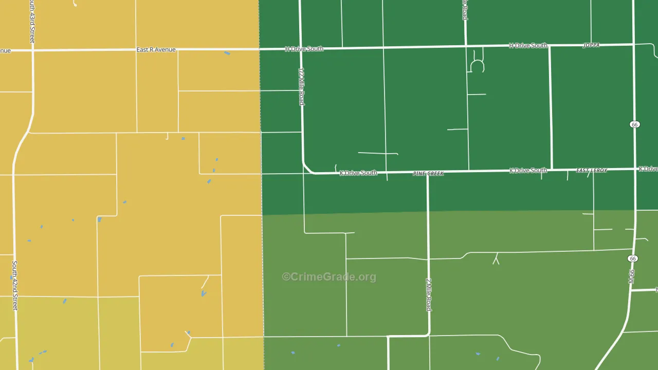 Pine Creek, MI Map of Murder Rates