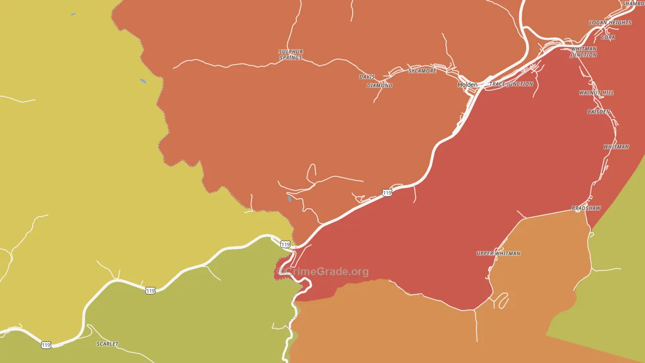 Pine Creek, WV Map of Murder Rates