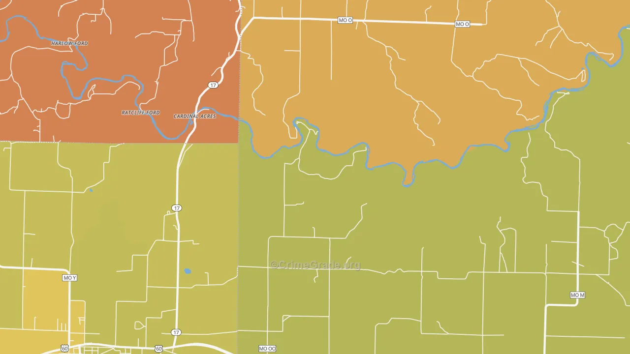 Pine Crest, MO Map of Murder Rates